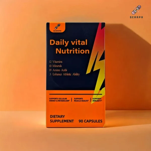 Packaging of Daily Vital Nutrition All-In-One multivitamin, amino acid, and mineral supplement