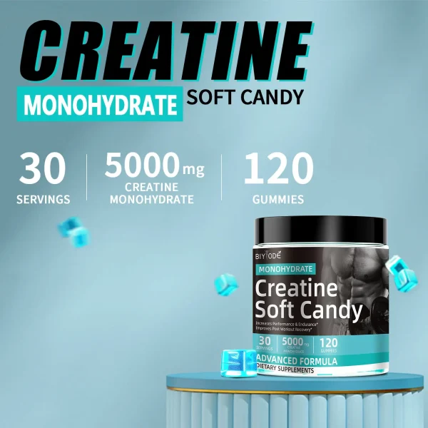 Creatine Gummies 5000mg, 120 Gummies per Bottle, 30 Servings