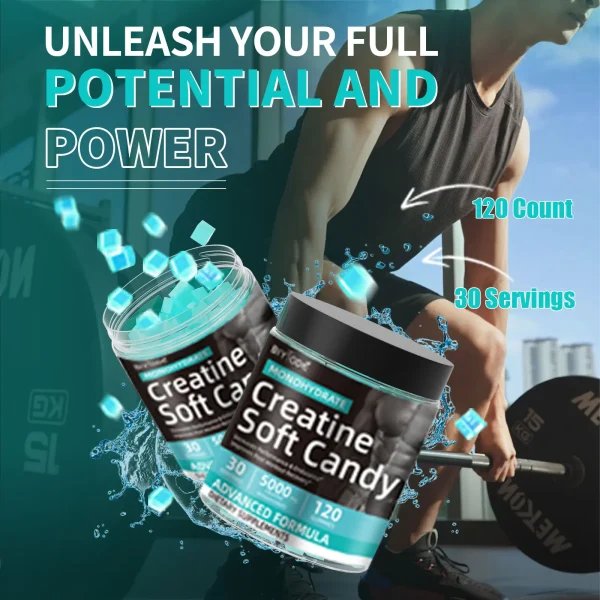 Unleash Your Full Potential and Power, 120 Creatine Gummies, 30 Servings