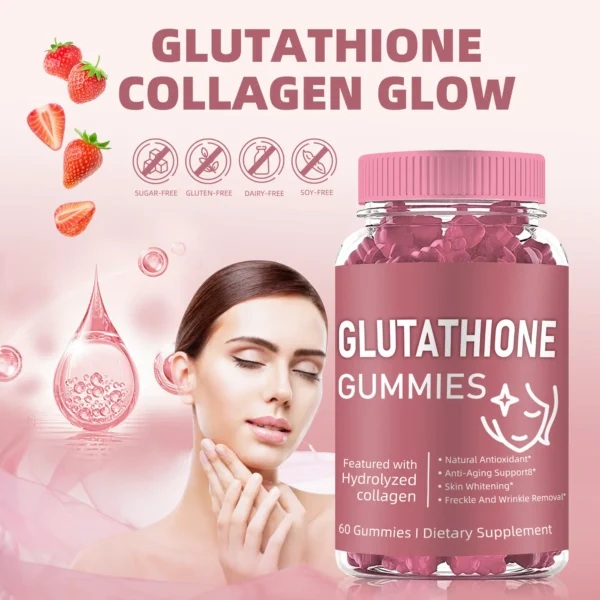 Sugar-Free, Gluten-Free, Soy-Free, and Dairy-Free Glutathione Gummies – Allergen-Friendly Skin Brightening Supplements.