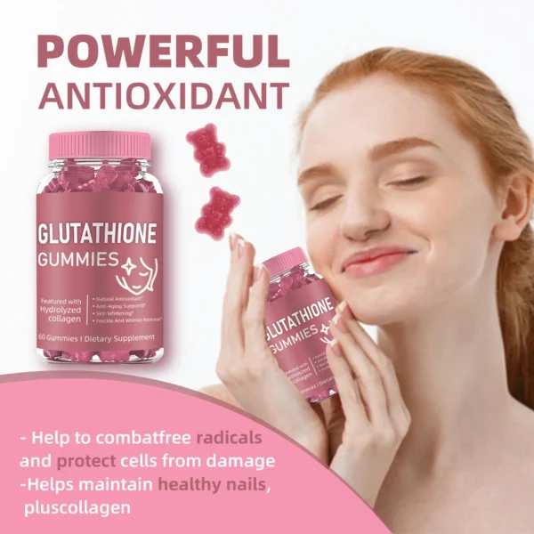 Glutathione Gummies with Collagen – Help combat free radicals, protect cells from damage, and maintain healthy nails.