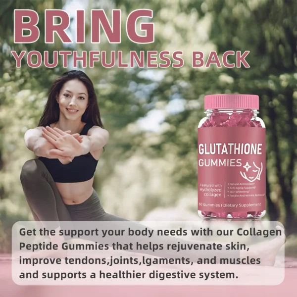 Collagen Peptide Gummies for rejuvenating skin, improving tendons, joints, ligaments, muscles, and supporting a healthier digestive system.