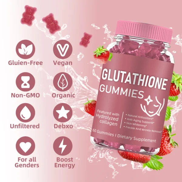 Gluten-Free, Vegan, Organic, Non-GMO, Unfiltered Collagen Peptide Gummies for all genders, boosting energy.