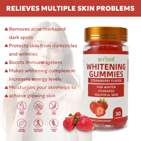 Whitening Gummies for Acne Marks, Dark Spots, Wrinkles, and Glowing Skin