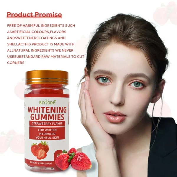 Whitening Gummies - Natural Skin Brightening Formula, Free from Artificial Colors, Flavors, and Sweeteners