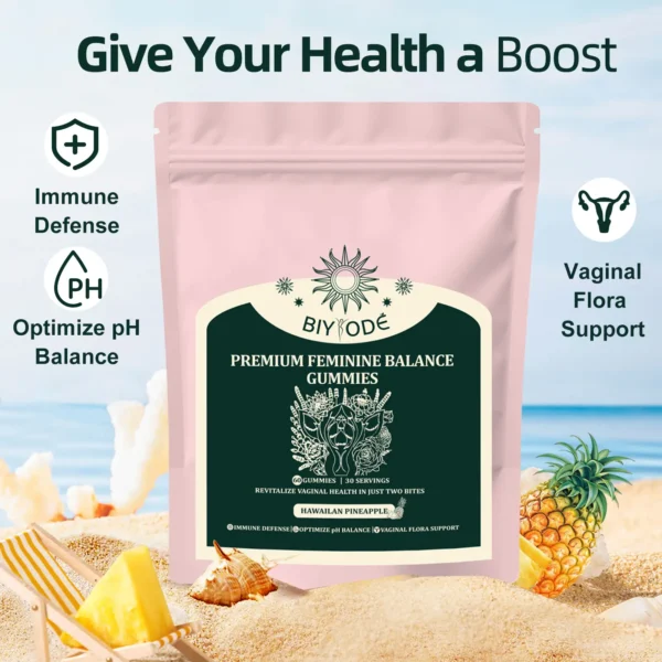 Feminine Balance Gummies - Women's Probiotic Gummies for Vaginal Health Supplement, Supports pH Balance, Fresh Pineapple Flavor